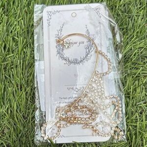 Gold Crystal Ear Cuff Chain - Elegant Women’s Jewelry